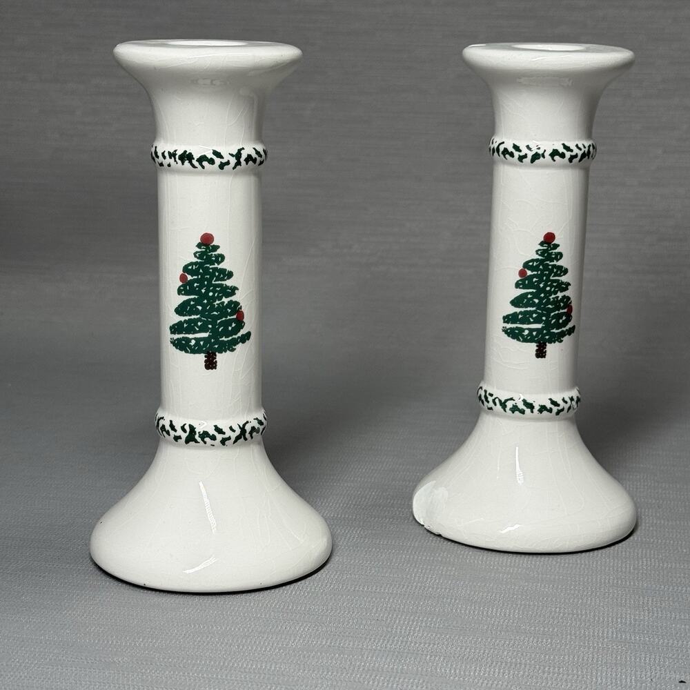 Vintage Furio Christmas Tree Candle Holder Set 6 1/4" H